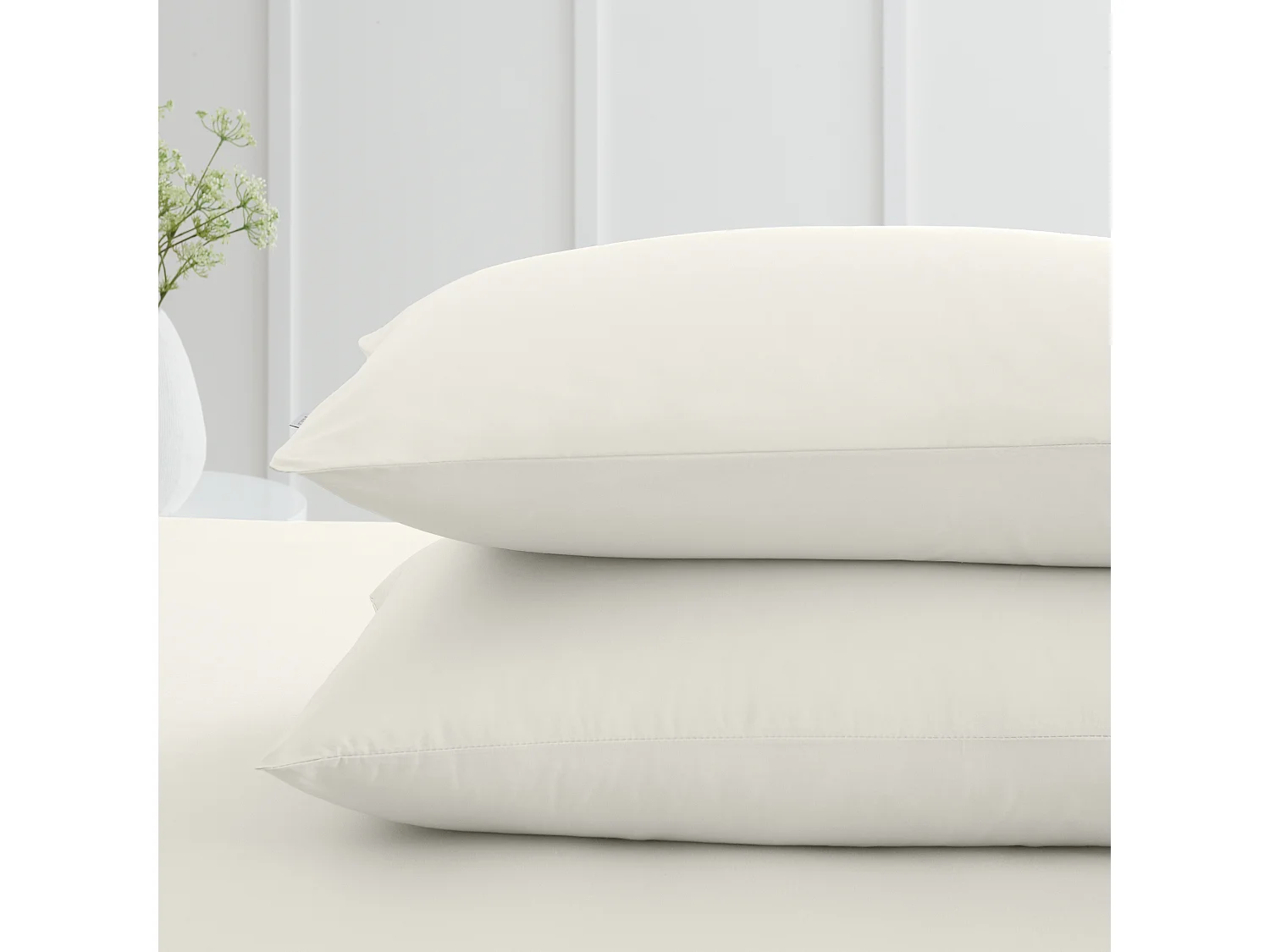 Bianca Fine Linens 200 Thread Count Cotton Percale Standard Pillowcase Pair Cream