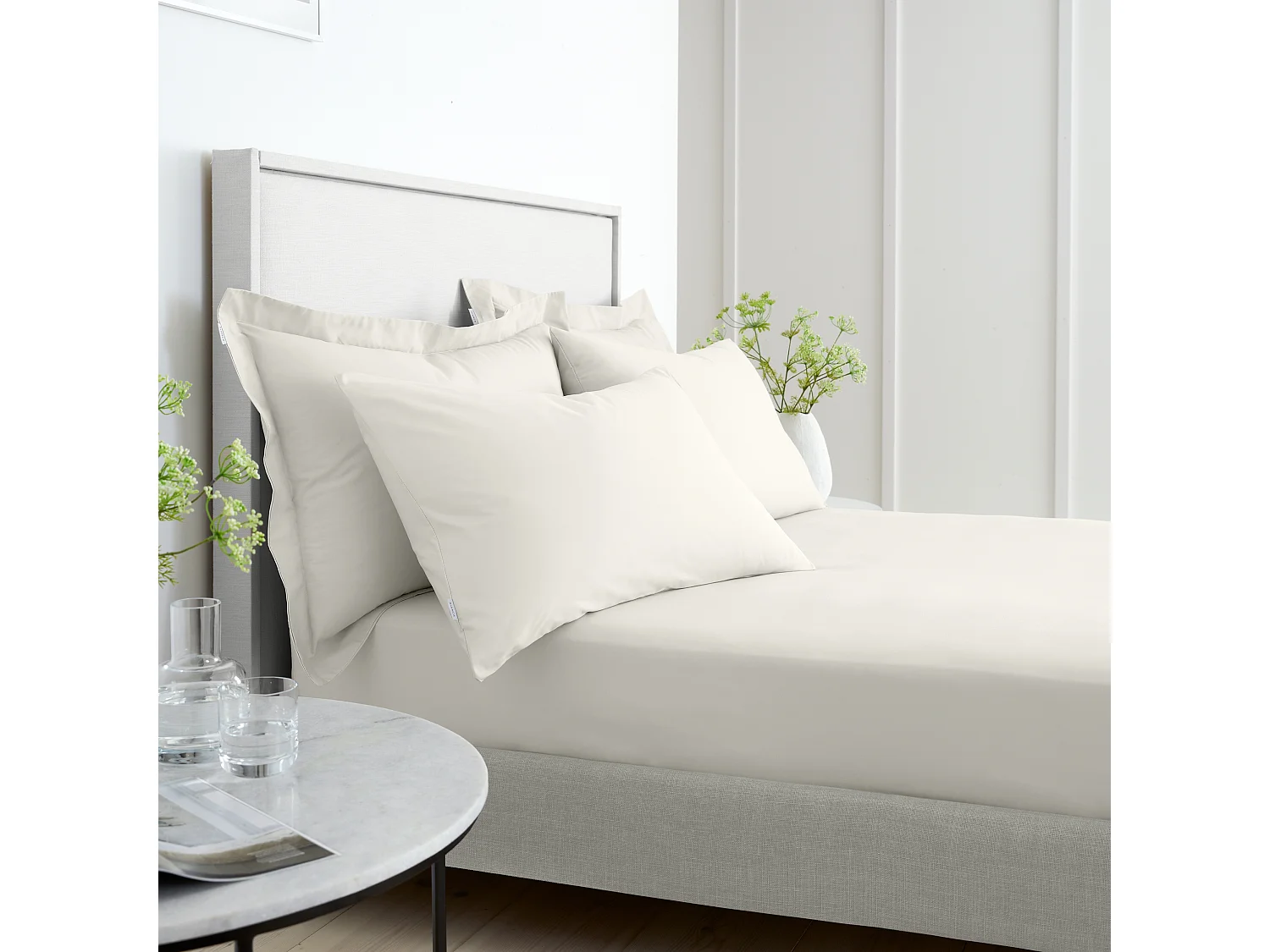 Bianca Fine Linens 200 Thread Count Cotton Percale Standard Pillowcase Pair Cream