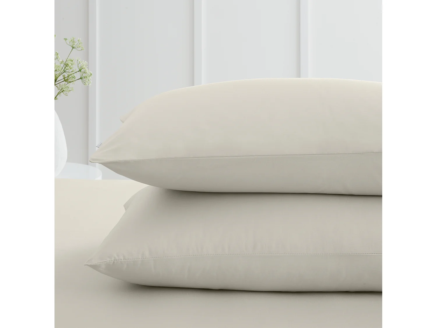 Bianca Fine Linens 200 Thread Count Cotton Percale Standard Pillowcase Pair Natural