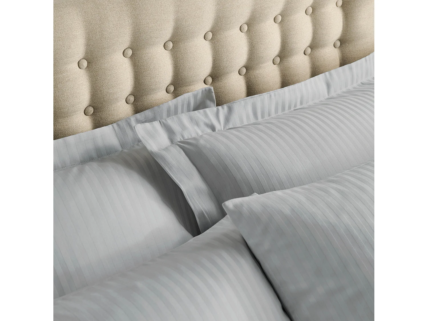 Catherine Lansfield 300 Thread Count Satin Stripe Oxford Pillow case Pair Grey