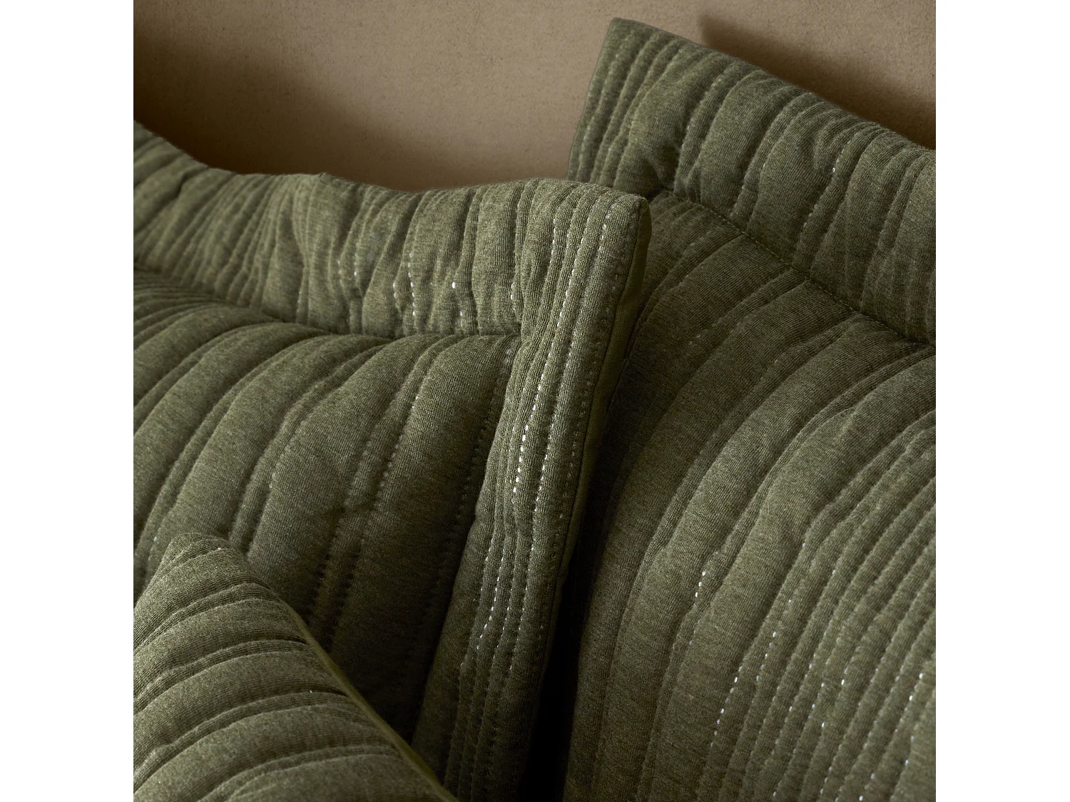 Pineapple Elephant Pineapple Elephant Tamba Jersey Stripe Quilted Oxford Pillowcase Pair Olive Green