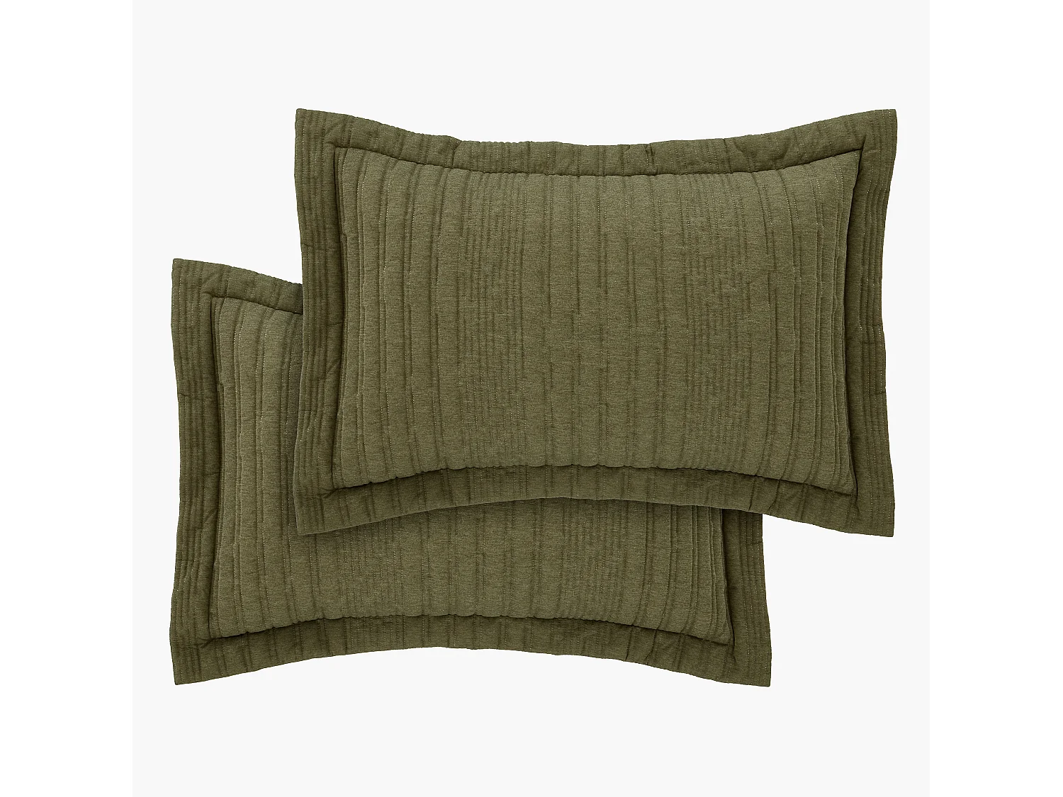 Pineapple Elephant Pineapple Elephant Tamba Jersey Stripe Quilted Oxford Pillowcase Pair Olive Green
