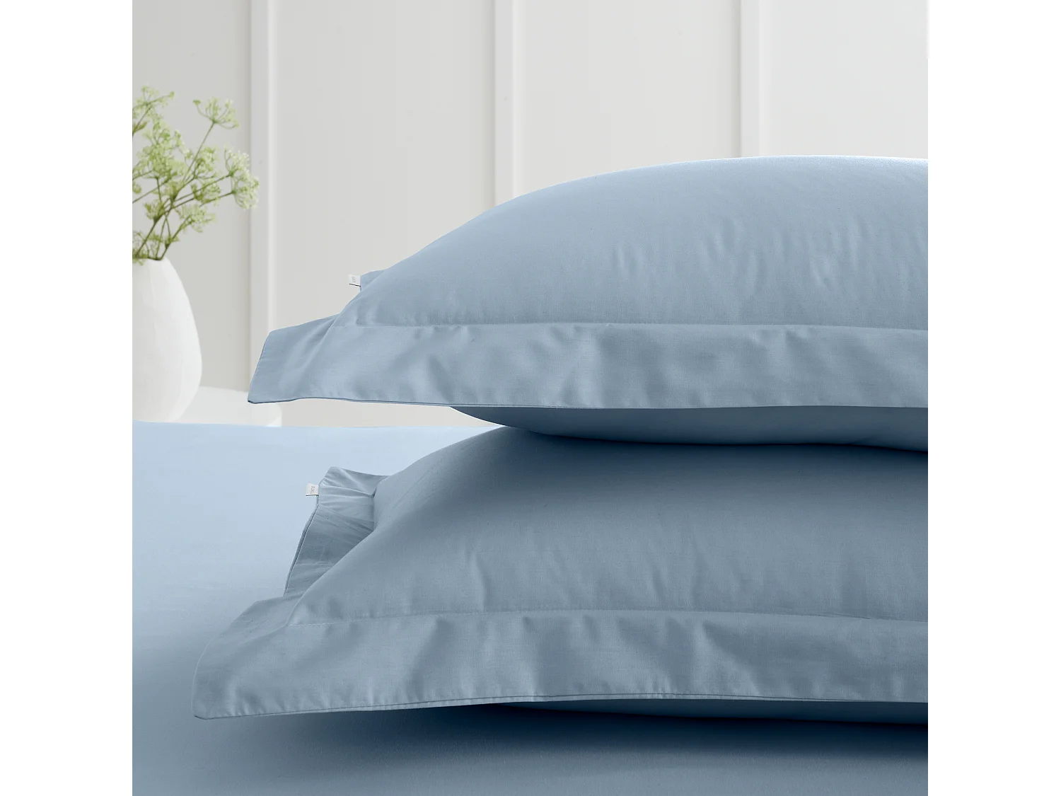 Bianca Fine Linens 200 Thread Count Cotton Percale Oxford Pillowcase Pair Blue