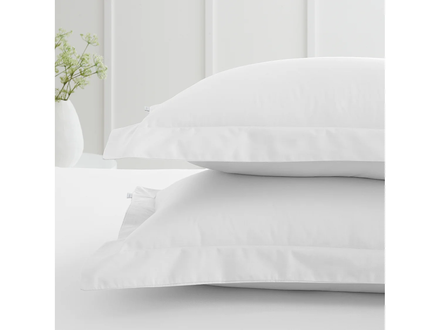 Bianca Fine Linens 200 Thread Count Cotton Percale Oxford Pillowcase Pair White