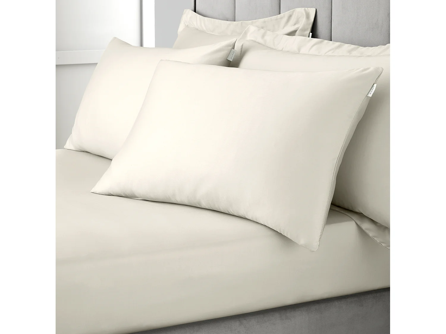 Bianca Fine Linens 400 Thread Count Cotton Sateen Standard Pillowcase Pair Oyster