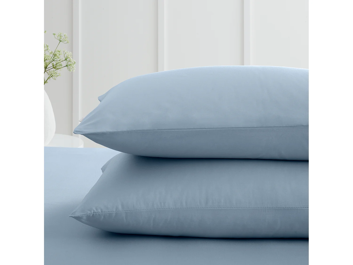 Bianca Fine Linens 200 Thread Count Cotton Percale Standard Pillowcase Pair Blue
