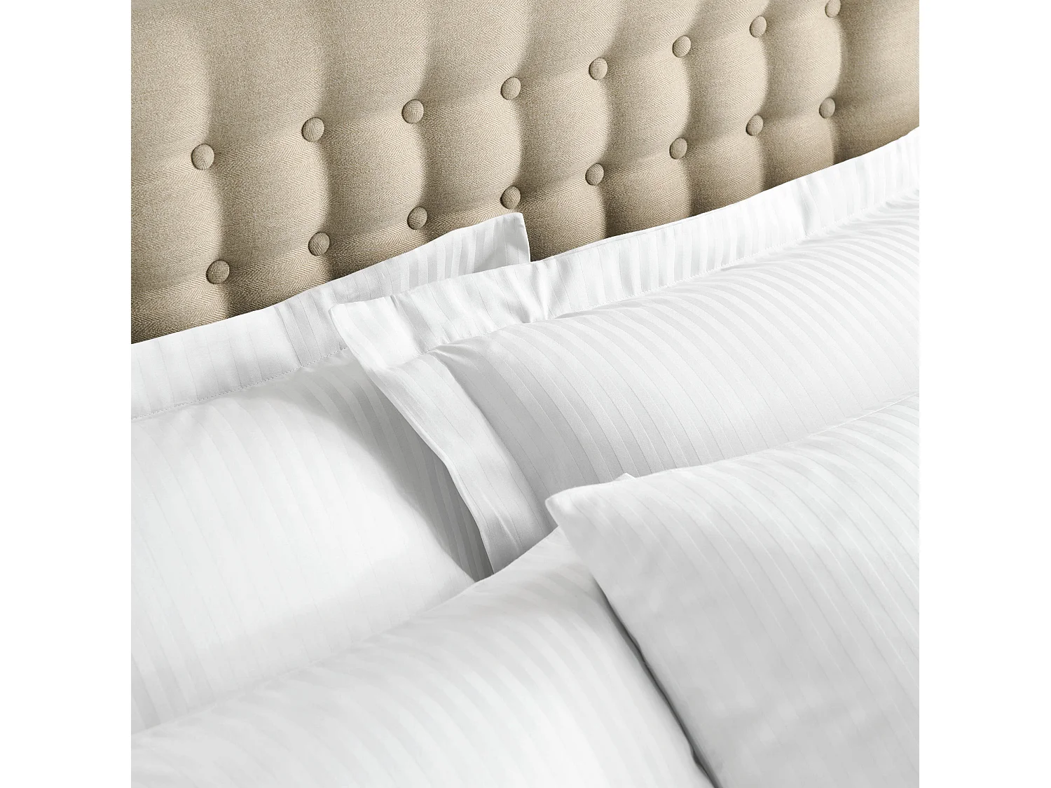 Catherine Lansfield 300 Thread Count Satin Stripe Standard Pillowcase Pair White