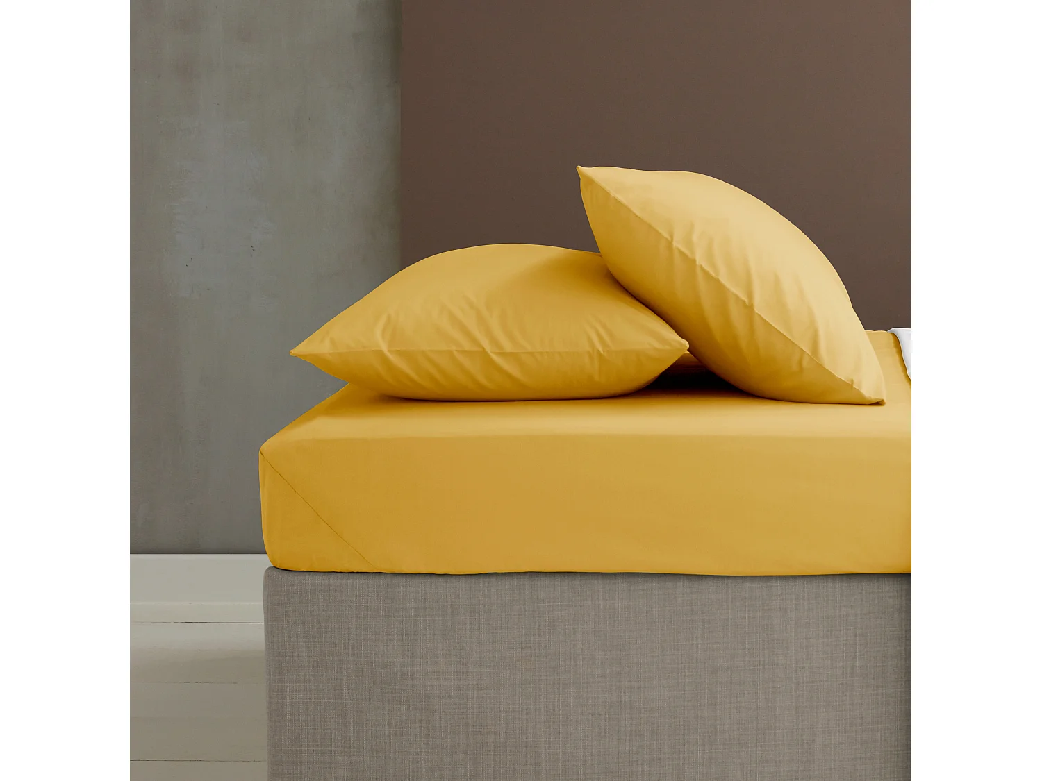 Catherine Lansfield Easy Iron Percale Standard Pillowcase Pair Ochre Yellow