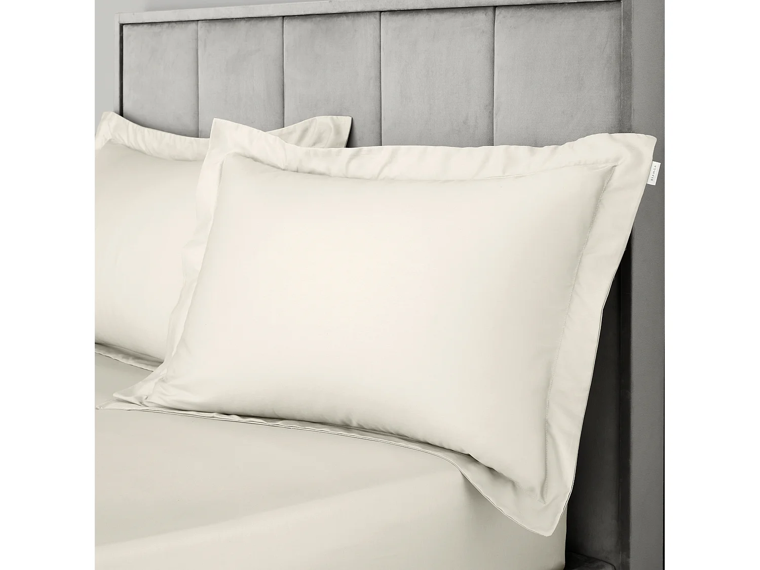 Bianca Fine Linens 400 Thread Count Cotton Sateen Oxford Pillowcase Pair Oyster