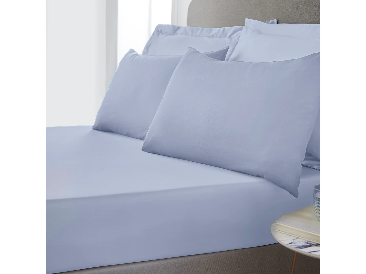 Bianca Fine Linens 400 Thread Count Cotton Sateen Standard Pillowcase Pair Blue