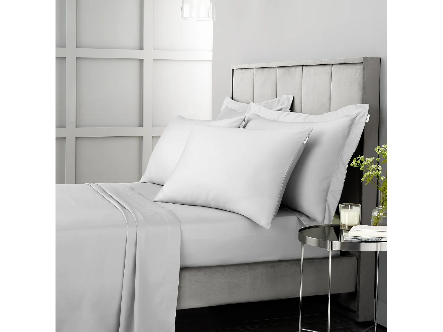 Bianca Fine Linens 400 Thread Count Cotton Sateen Standard Pillowcase Pair Dove Grey