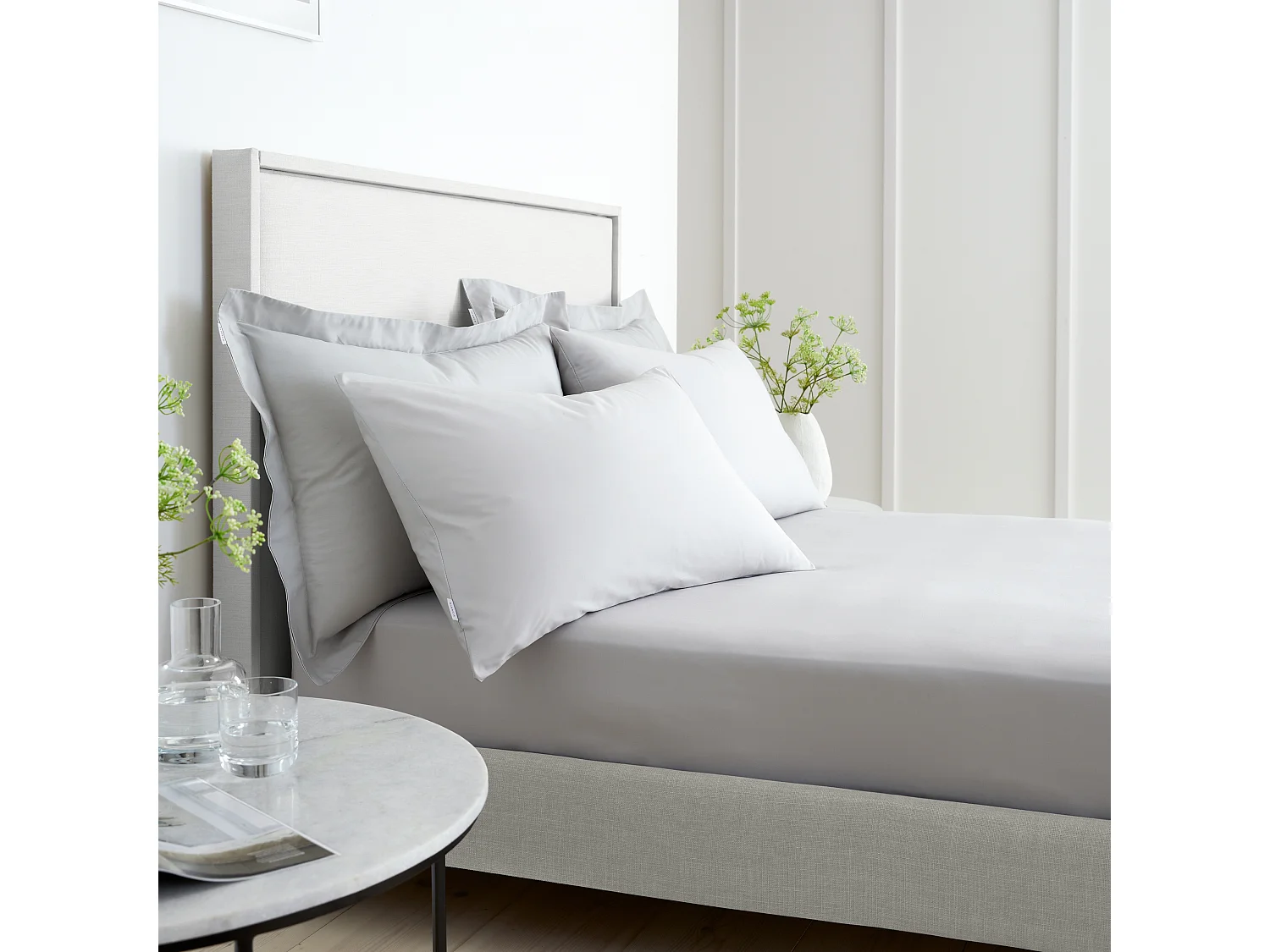Bianca Fine Linens 200 Thread Count Cotton Percale Standard Pillowcase Pair Grey