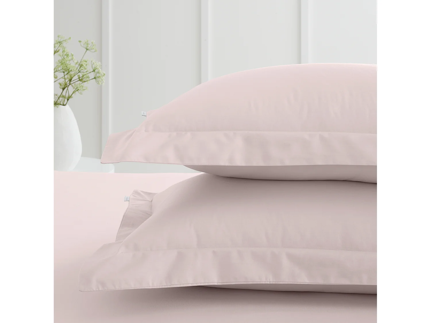 Bianca Fine Linens 200 Thread Count Cotton Percale Oxford Pillowcase Pair Blush Pink