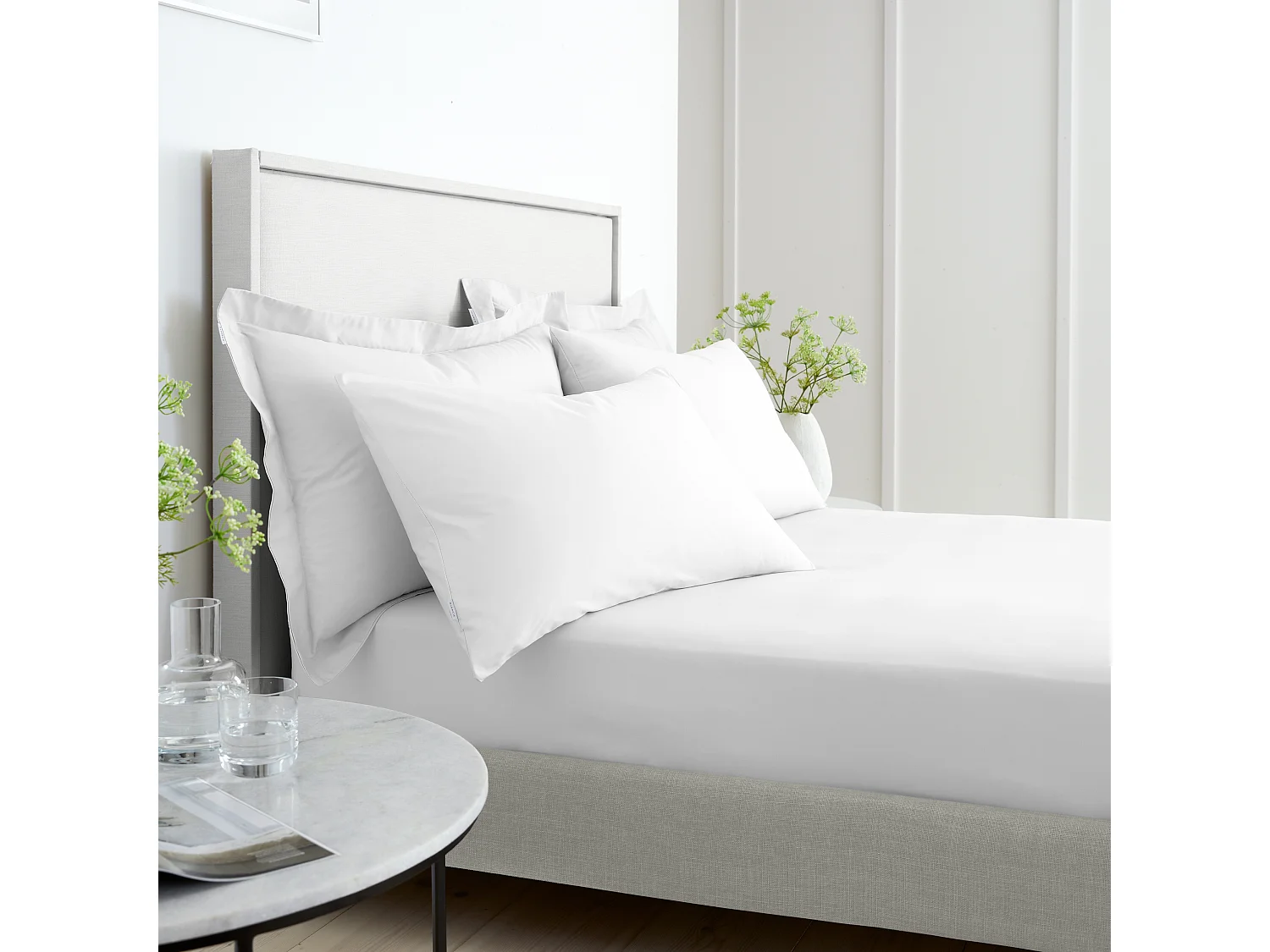 Bianca Fine Linens 200 Thread Count Cotton Percale Standard Pillowcase Pair White