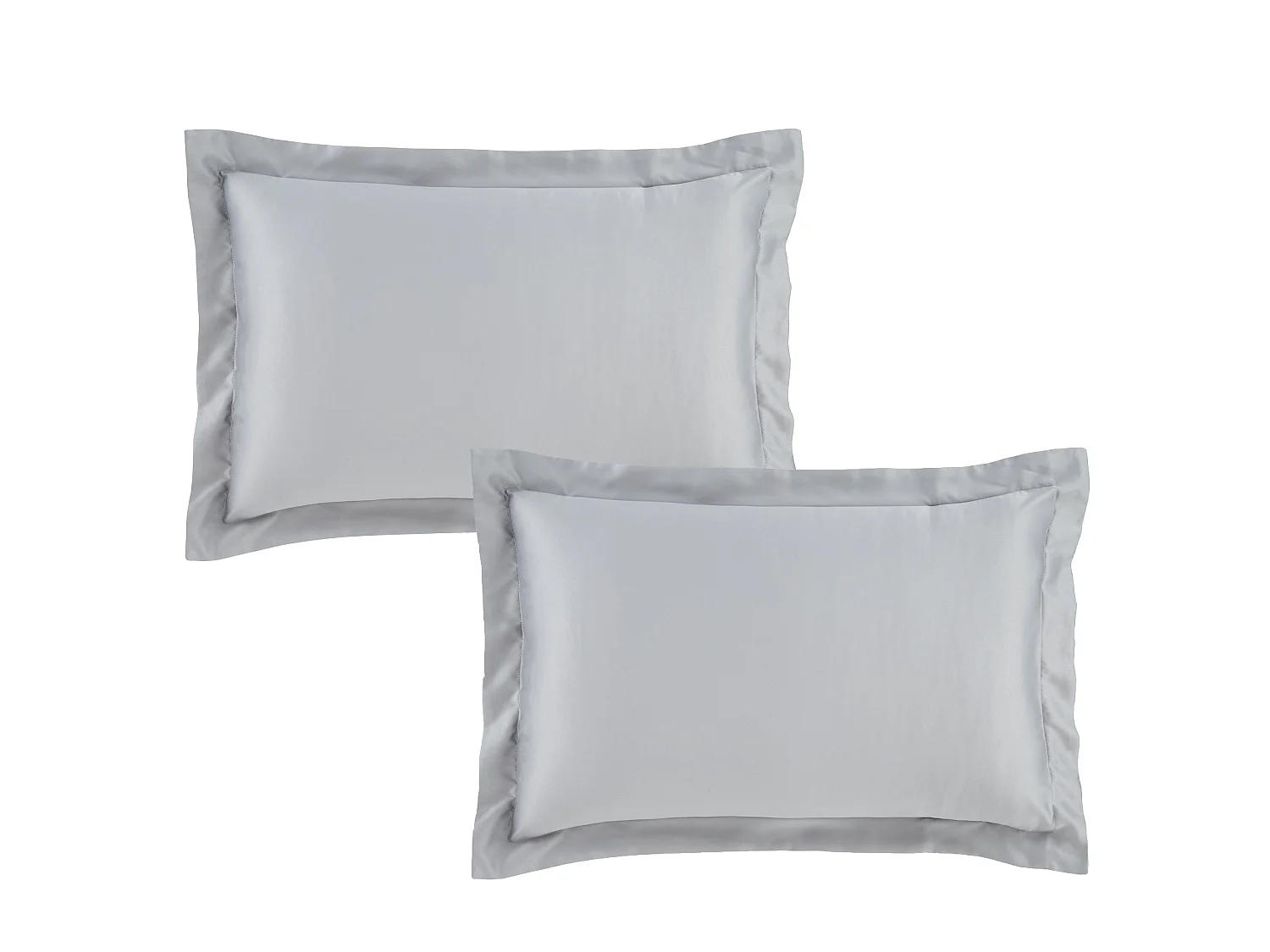 Catherine Lansfield Silky Soft Satin Oxford Pillow case Pair Silver Grey