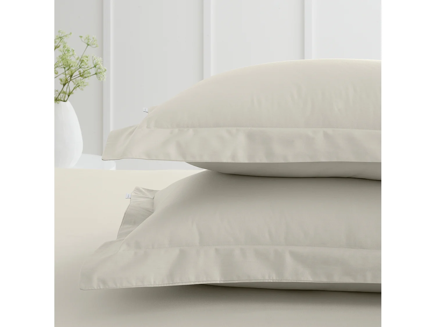 Bianca Fine Linens 200 Thread Count Cotton Percale Oxford Pillowcase Pair Natural