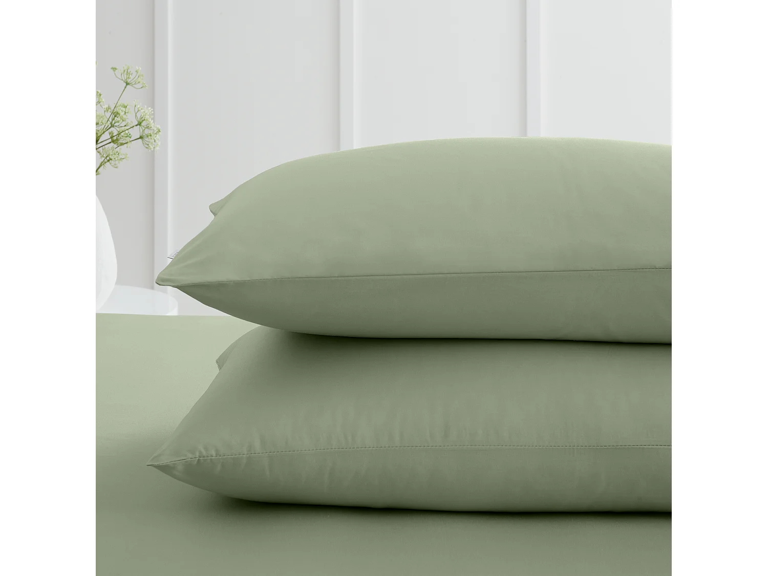 Bianca Fine Linens 200 Thread Count Cotton Percale Standard Pillowcase Pair Sage Green