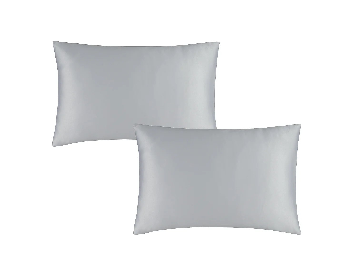 Catherine Lansfield Silky Soft Satin Standard Pillow case Pair Silver Grey