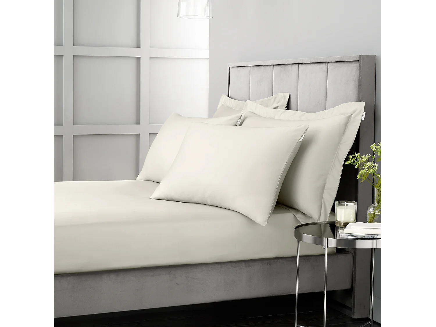 Bianca Fine Linens 400 Thread Count Cotton Sateen King Flat Sheet Oyster