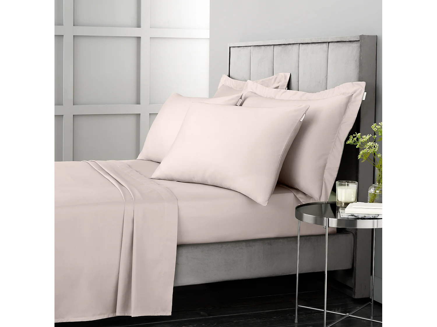 Bianca Fine Linens 400 Thread Count Cotton Sateen Double Flat Sheet Blush Pink