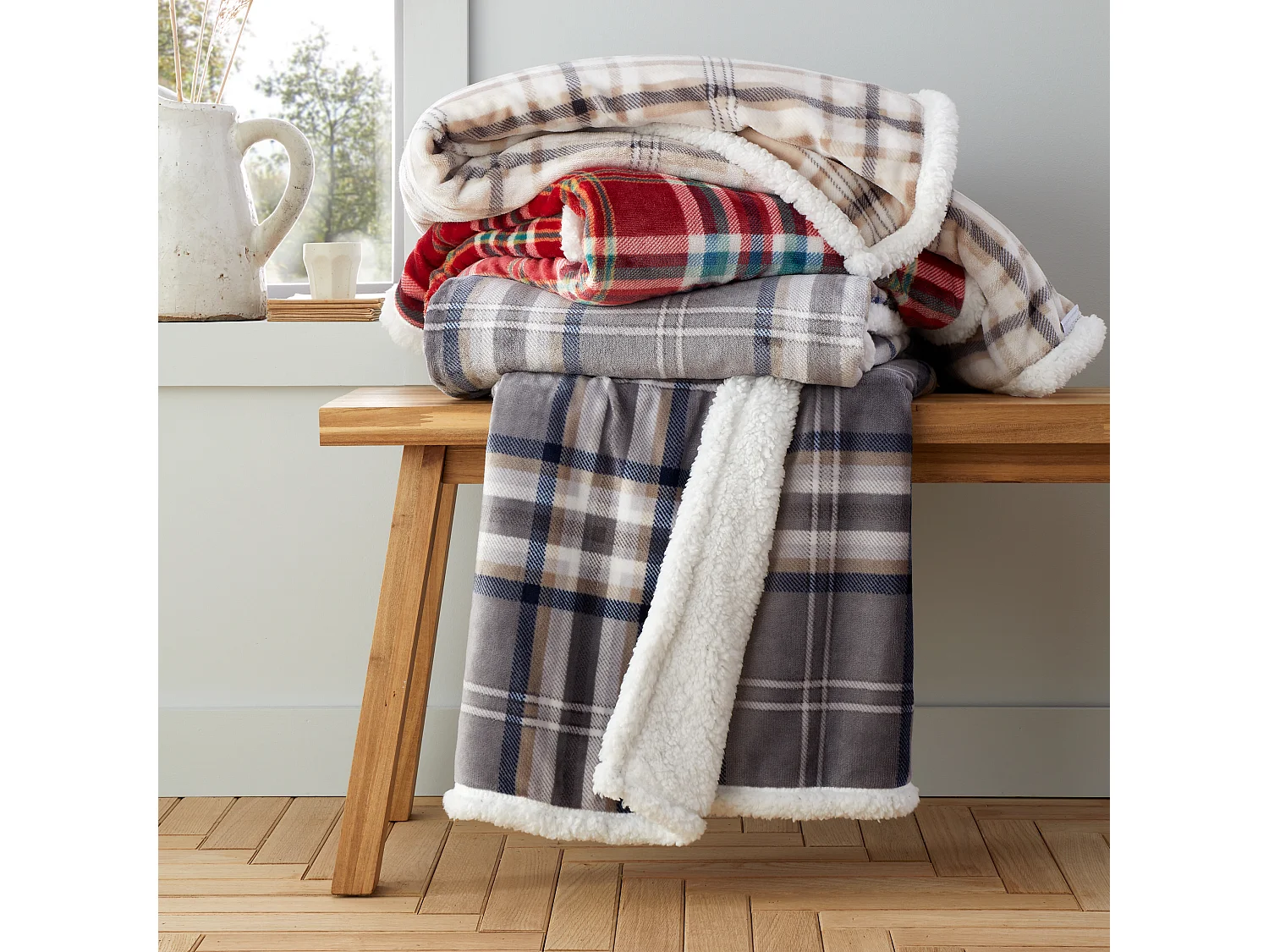 Catherine Lansfield Cosy Kelso Check 130x170cm Blanket Throw Charcoal Grey
