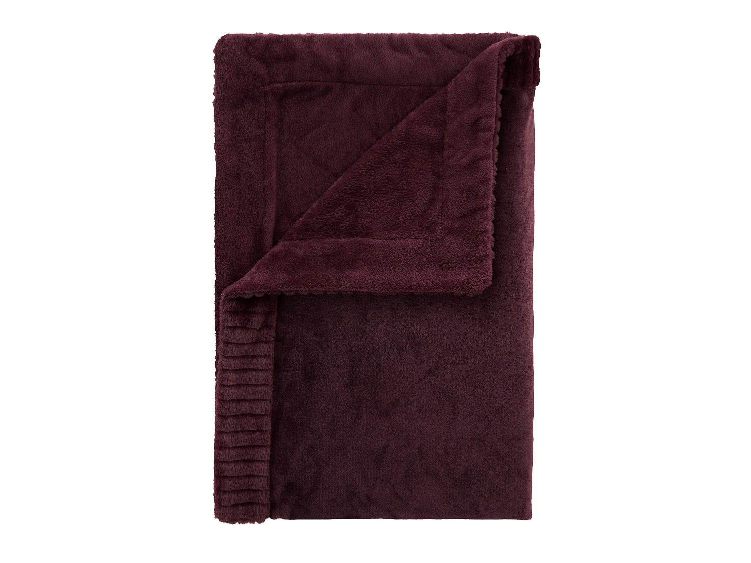 Catherine Lansfield Velvet and Faux Fur Soft Touch 150x200cm Blanket Throw Plum