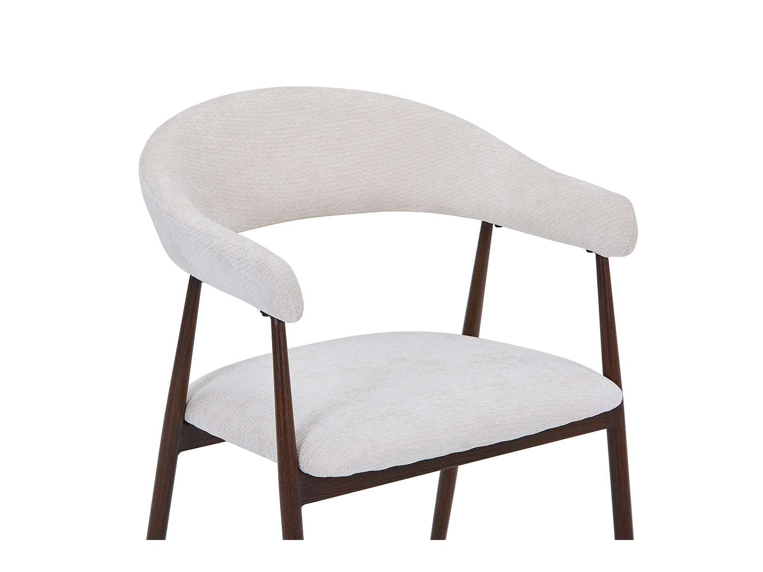 Set van 4 eetkamerstoelen met armleuning - Stof beige - Poten in donker walnotenhout-effect - LENA