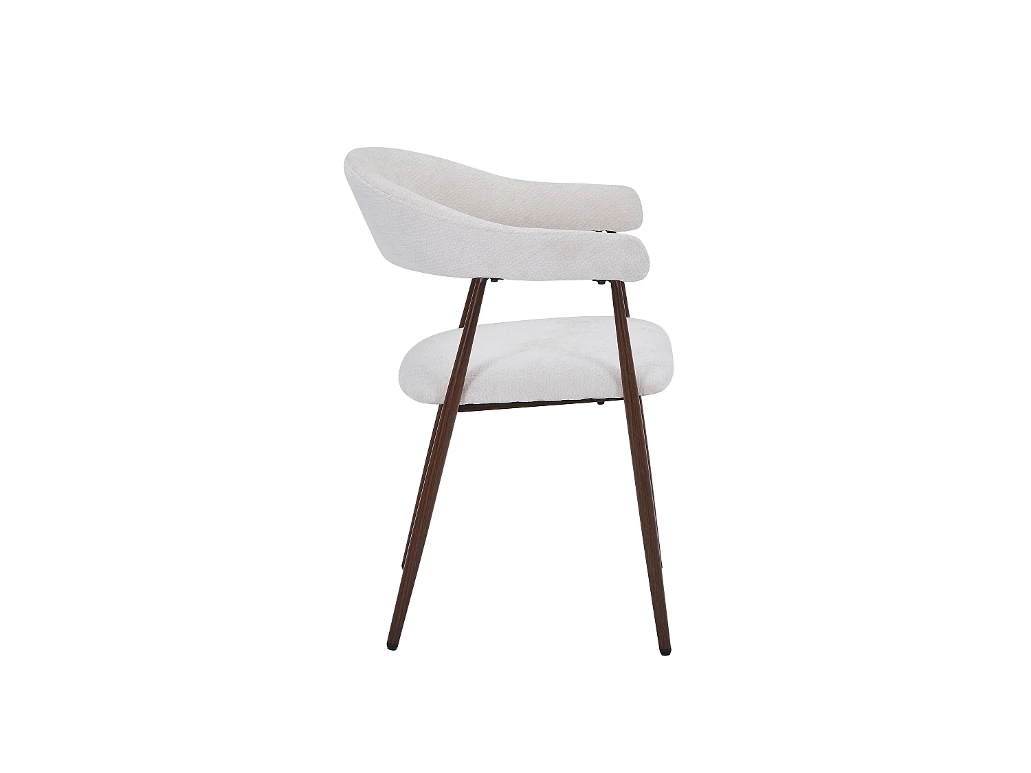 Set van 4 eetkamerstoelen met armleuning - Stof beige - Poten in donker walnotenhout-effect - LENA