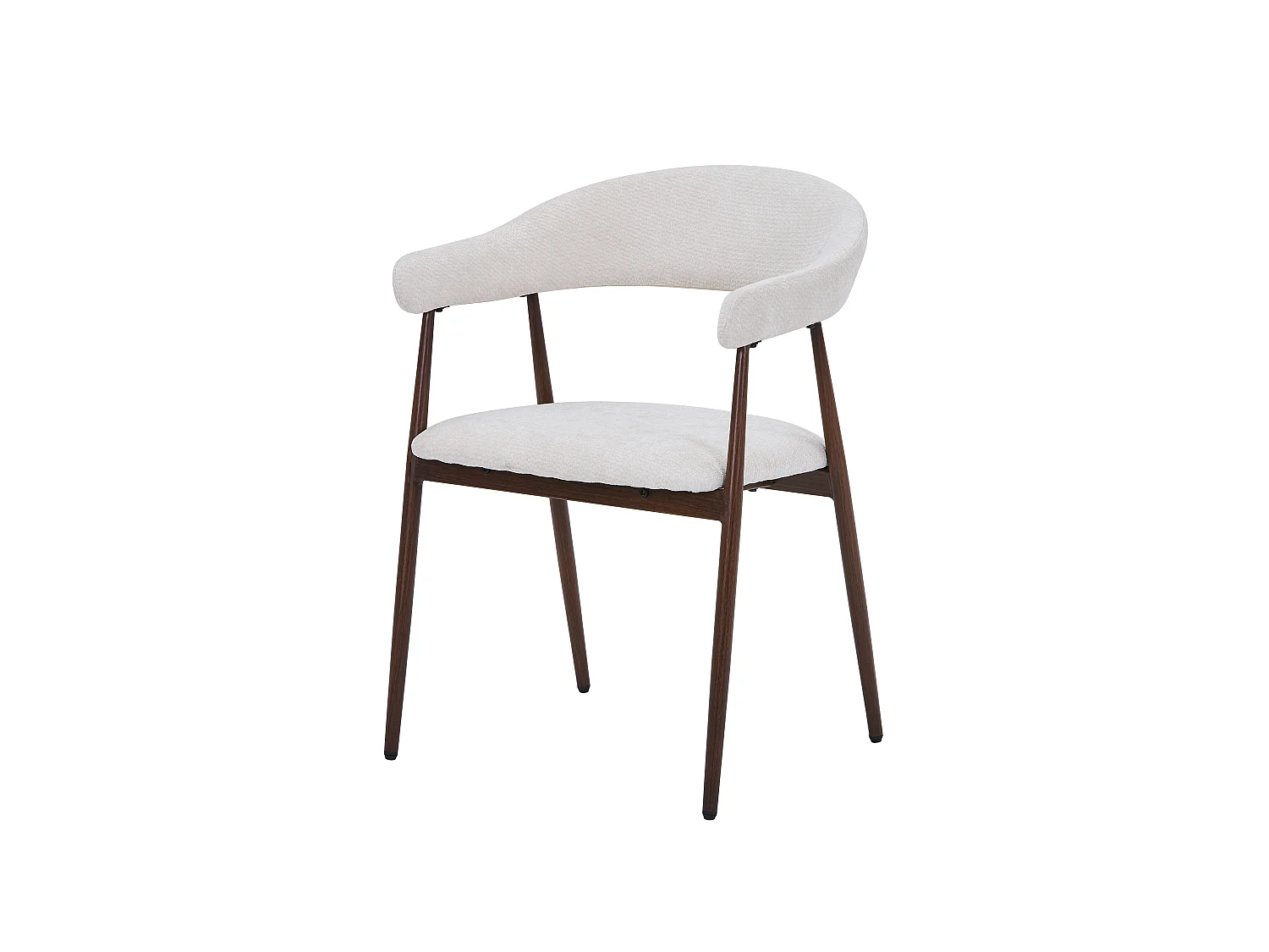 Set van 4 eetkamerstoelen met armleuning - Stof beige - Poten in donker walnotenhout-effect - LENA