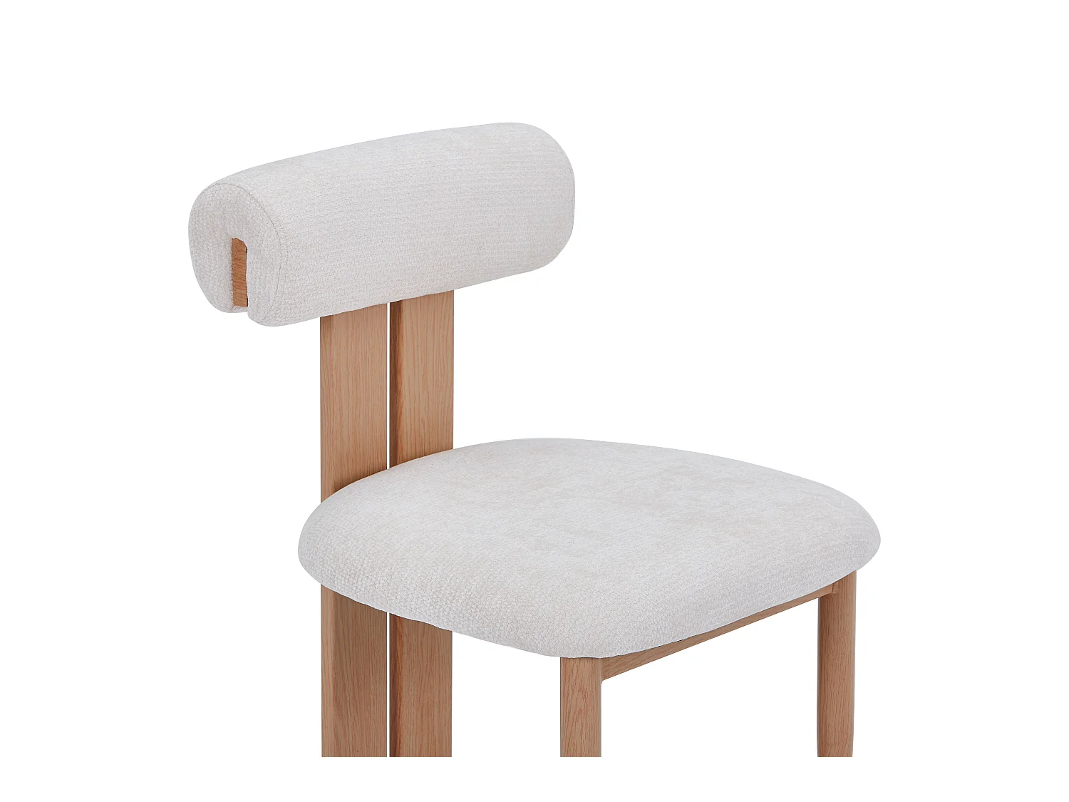 Set van 4 eetkamerstoelen - Stof beige - Poten in licht eikenhout-effect - MAYA