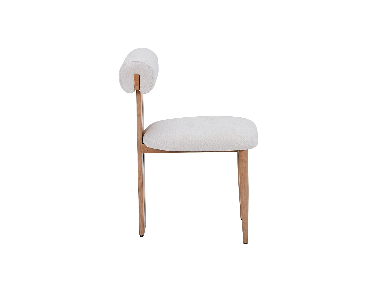 Set van 4 eetkamerstoelen - Stof beige - Poten in licht eikenhout-effect - MAYA