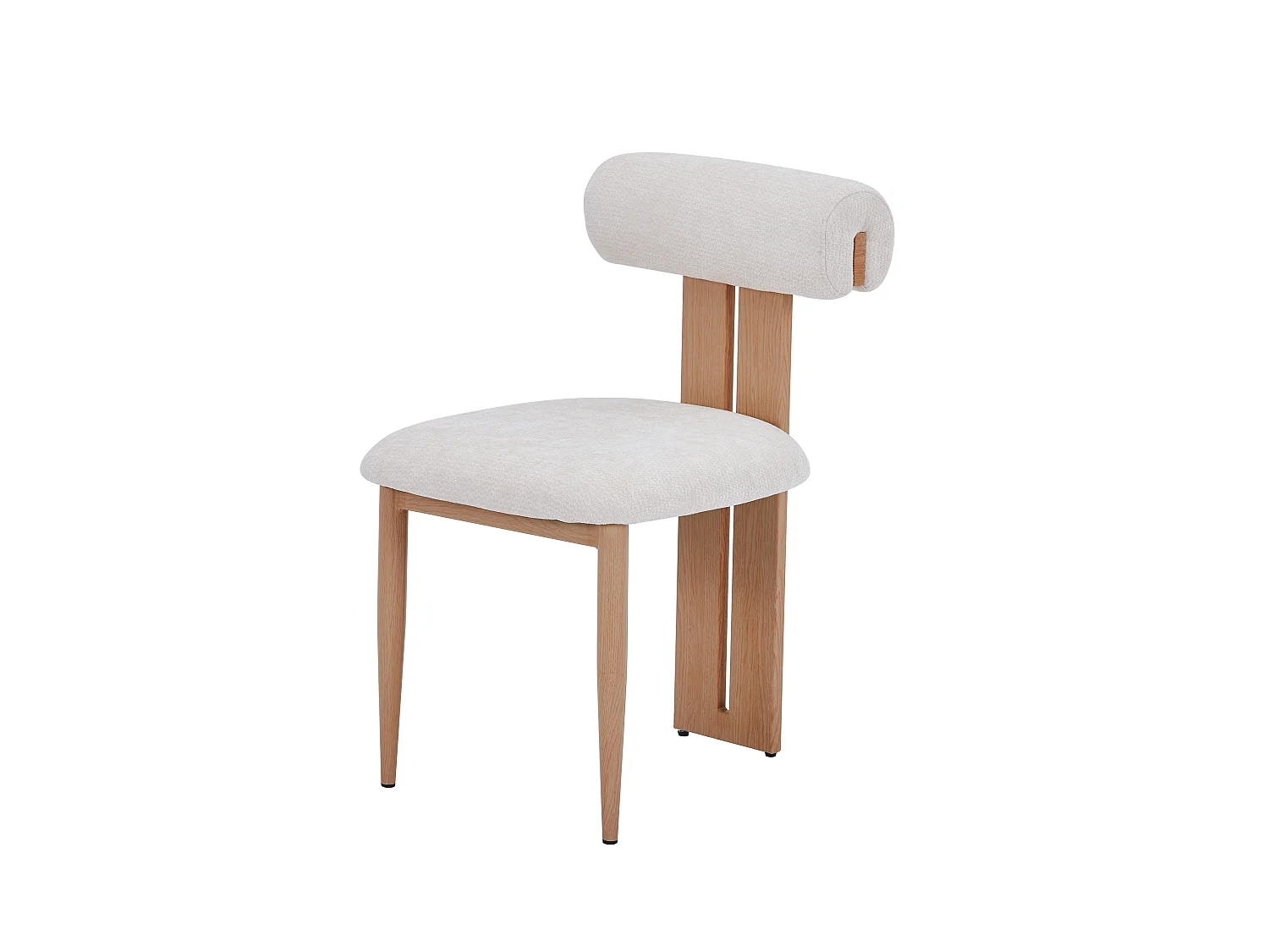 Set van 4 eetkamerstoelen - Stof beige - Poten in licht eikenhout-effect - MAYA