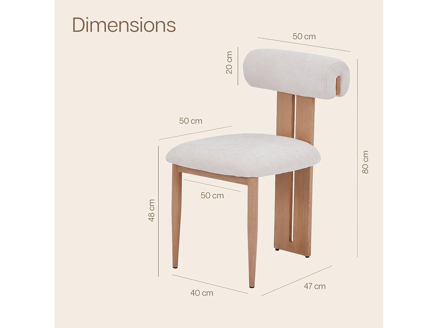 Set van 4 eetkamerstoelen - Stof beige - Poten in licht eikenhout-effect - MAYA