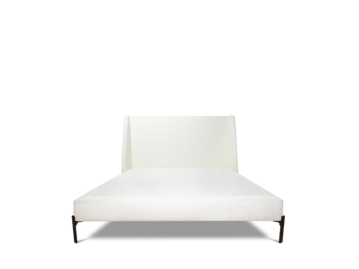 Lit tapissier - Bouclette - BIANCA - Blanc - 160x200