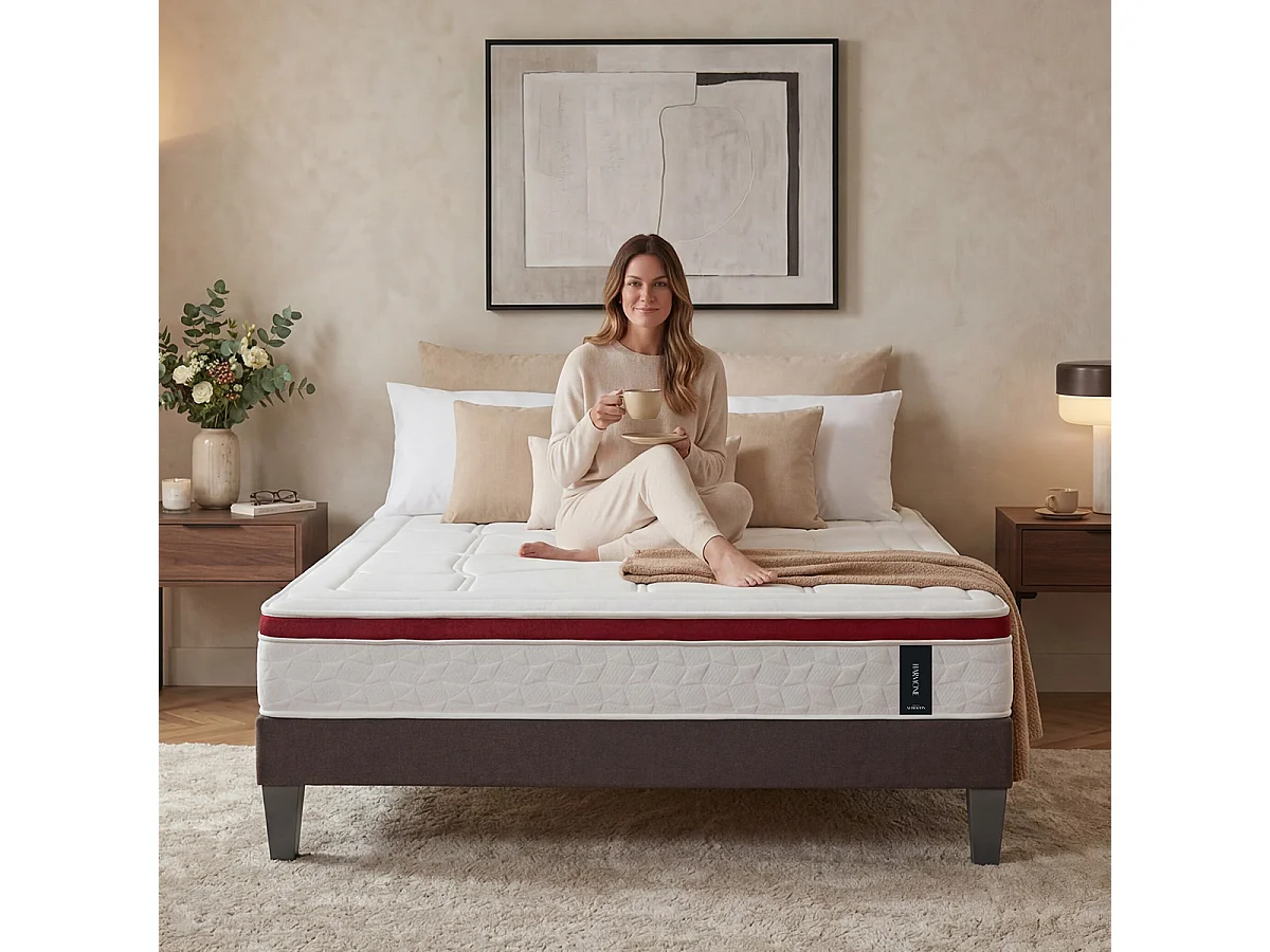 Matelas Ressorts ensachés et Mémoire de forme - 27 cm - HARMONIE 90x190