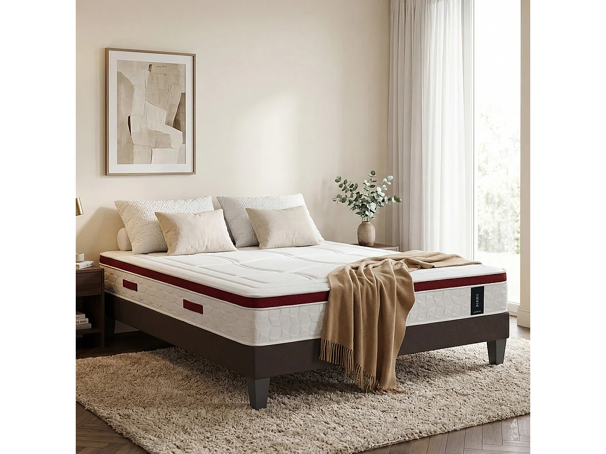 Matelas Ressorts ensachés et Mémoire de forme - 27 cm - HARMONIE 90x200