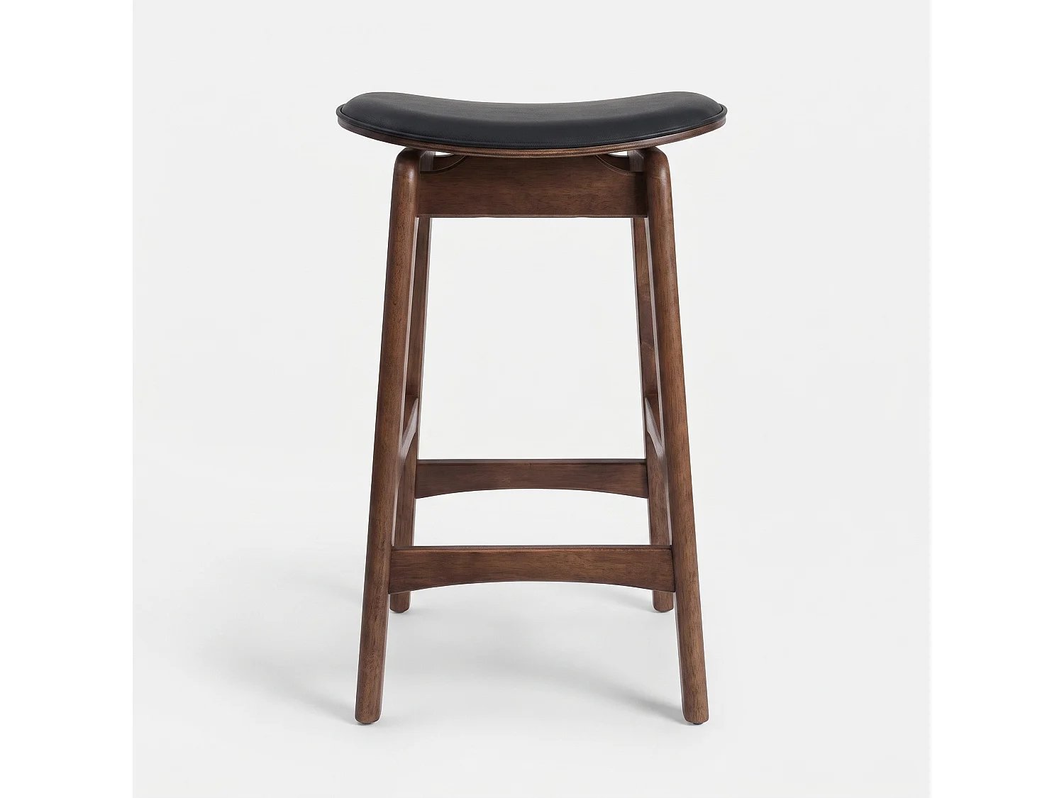 Lot de 2 tabourets pour îlot 65,5 cm en bois foncé et similicuir noir - Jude