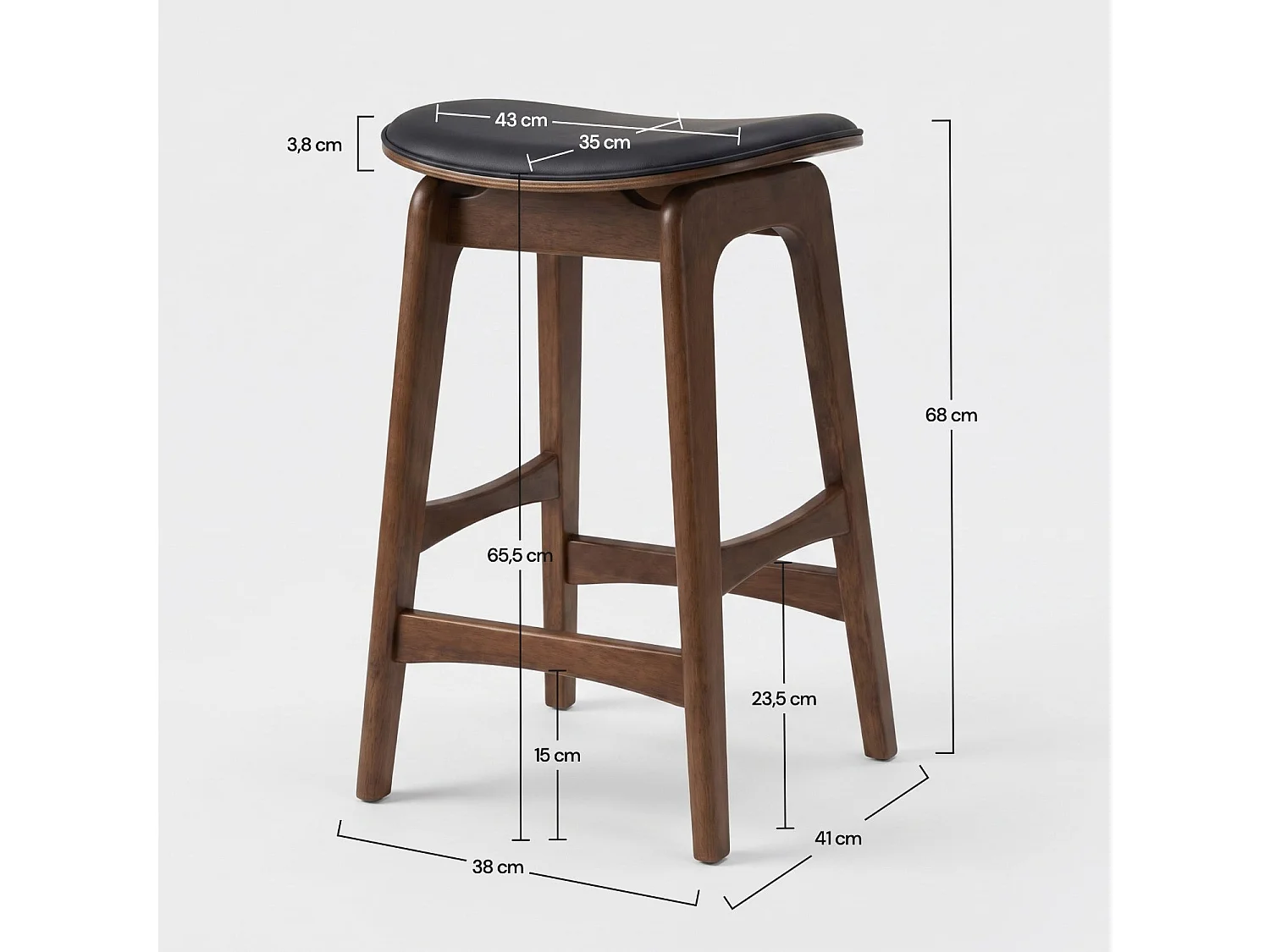Lot de 2 tabourets pour îlot 65,5 cm en bois foncé et similicuir noir - Jude