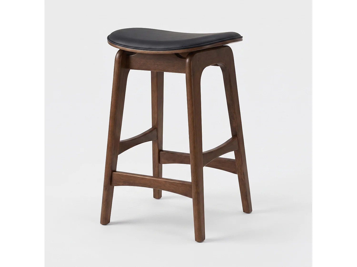 Lot de 2 tabourets pour îlot 65,5 cm en bois foncé et similicuir noir - Jude