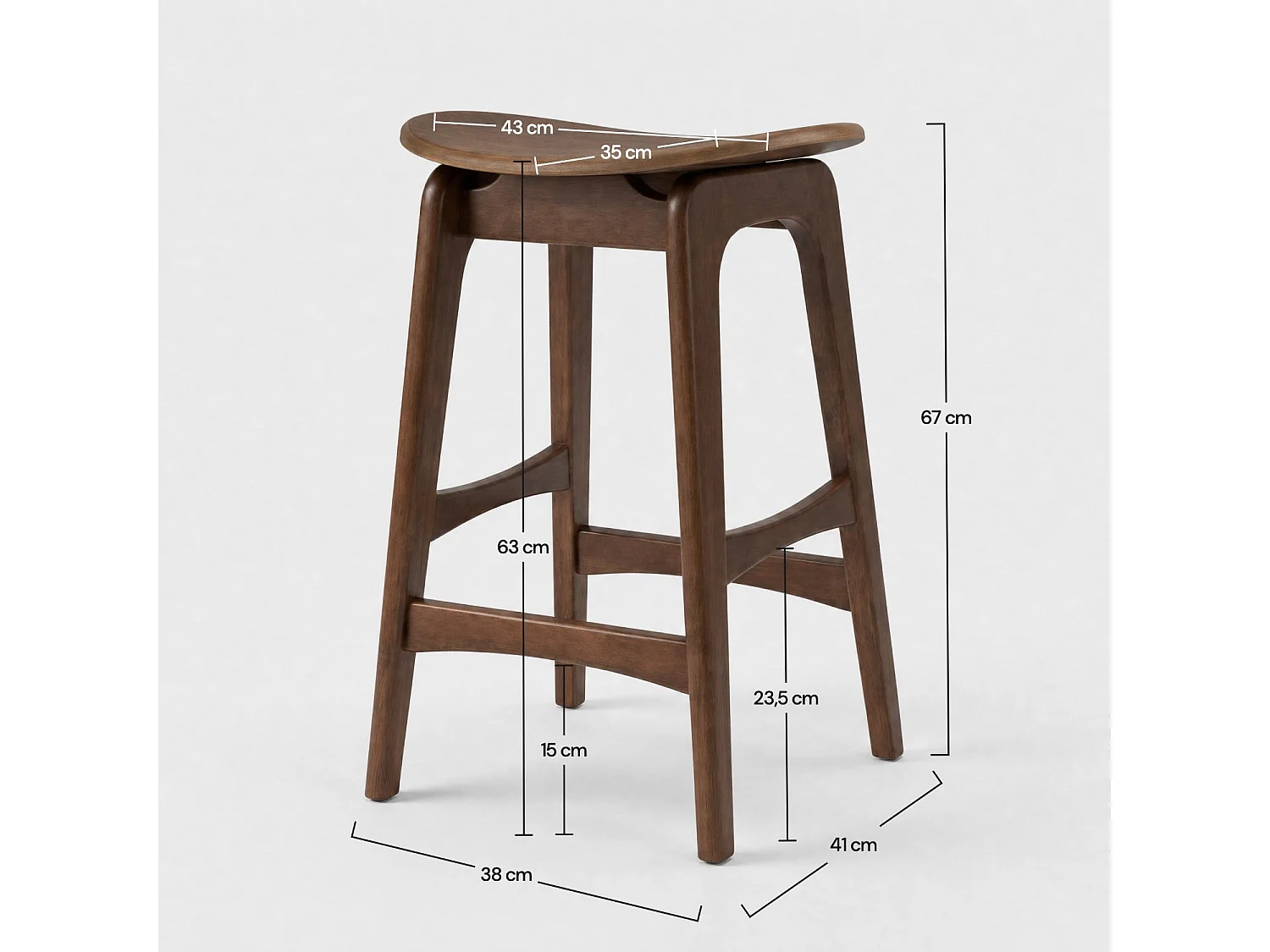 Lot de 2 tabourets pour îlot central 63 cm en bois foncé - Jude