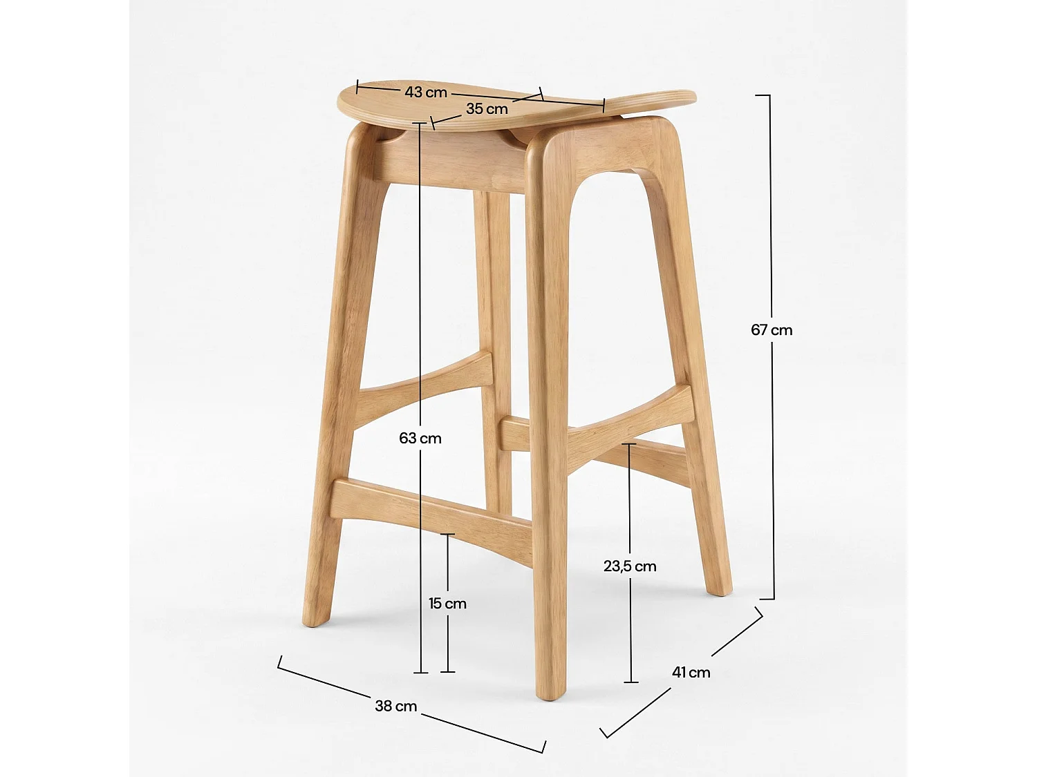 2er-Set Barhocker für Kücheninsel, 63 cm, helles Holz - Jude