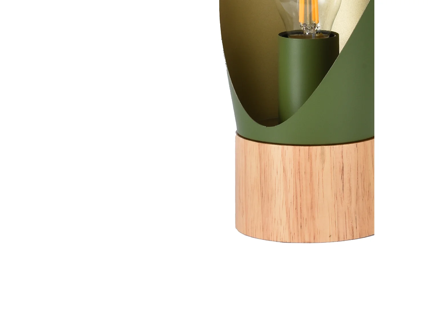 Lámpara de mesa de metal verde oliva y madera H30 cm - Spoon