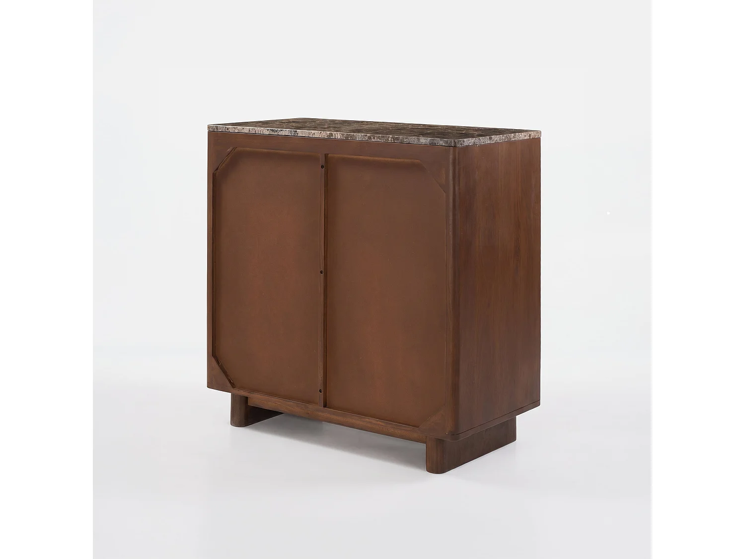Petit buffet en bois de manguier et plateau en marbre - Flavio