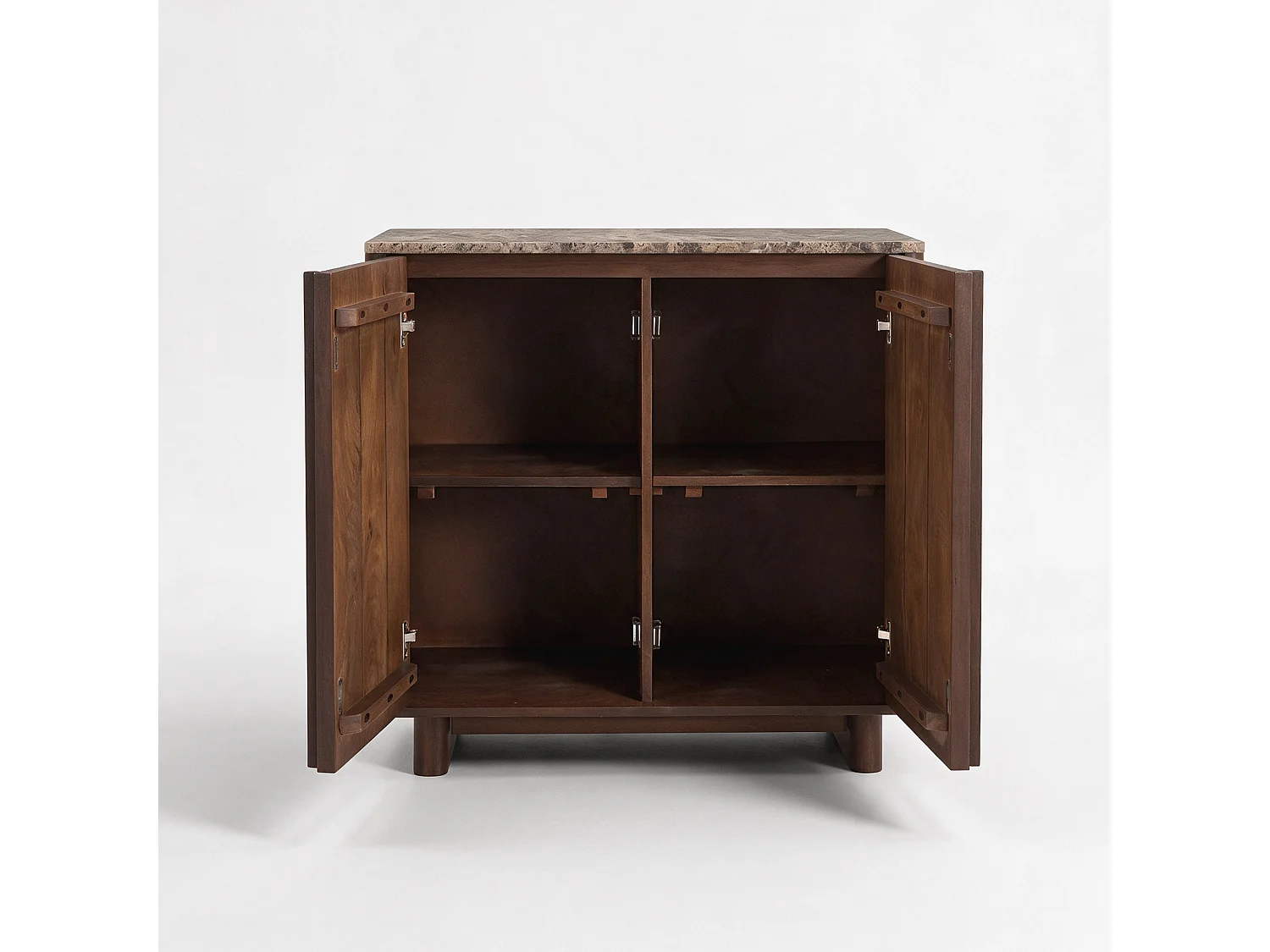 Petit buffet en bois de manguier et plateau en marbre - Flavio