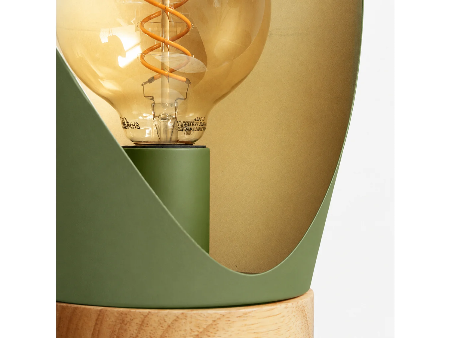 Lámpara de sobremesa de metal verde oliva y madera H44 cm - Spoon
