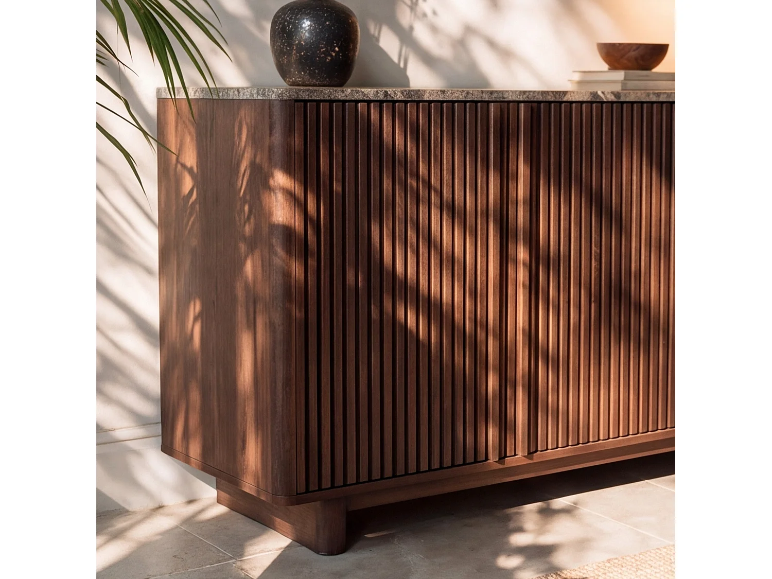 Buffet en bois de manguier et plateau en marbre - Flavio