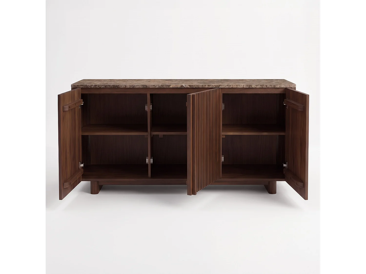 Buffet en bois de manguier et plateau en marbre - Flavio