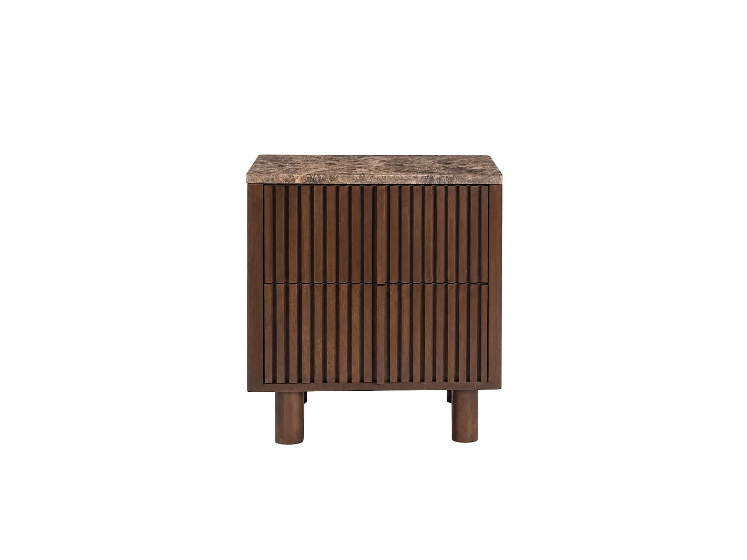 Table de chevet en bois de manguier et plateau en marbre - Flavio