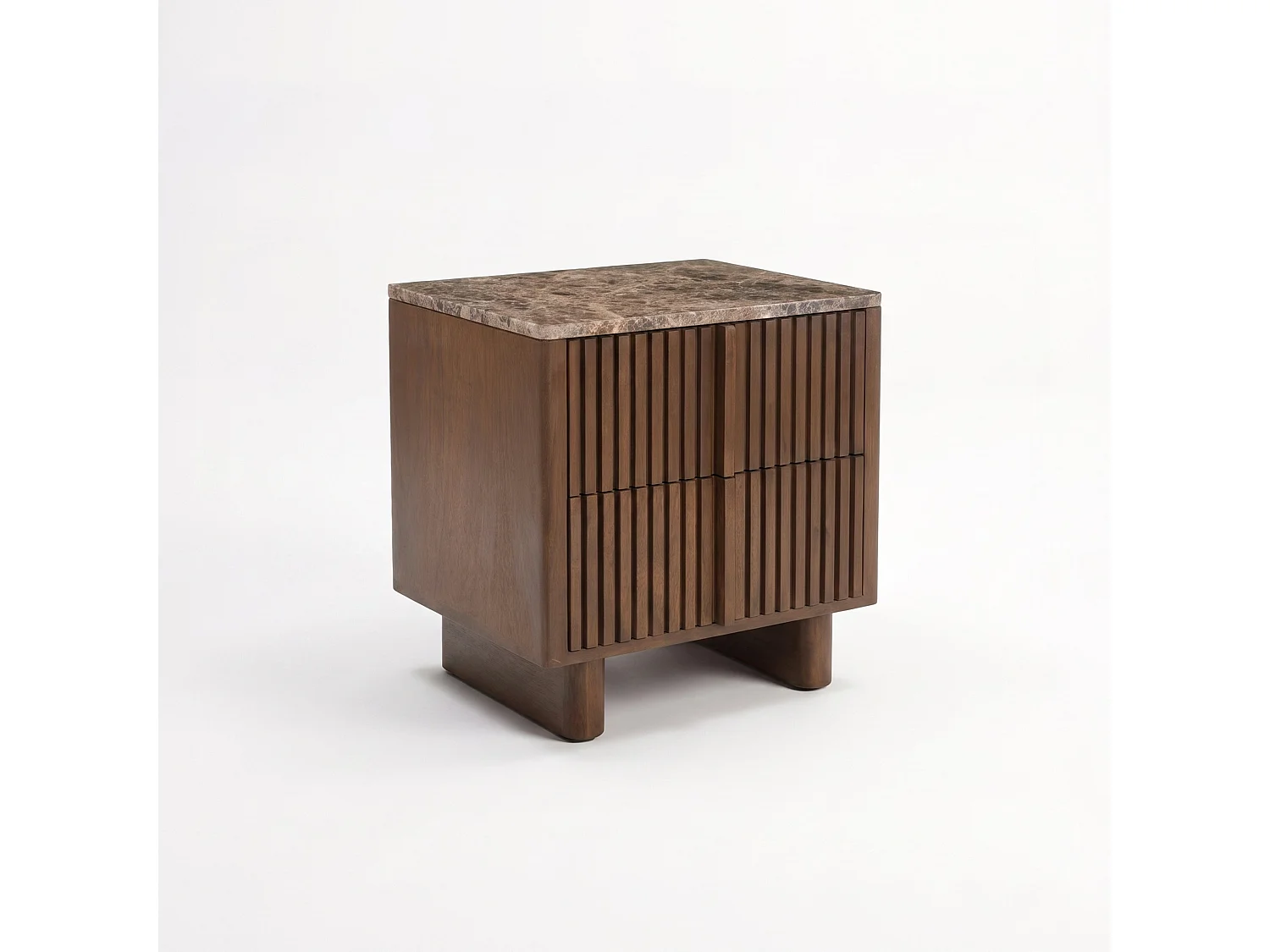 Table de chevet en bois de manguier et plateau en marbre - Flavio
