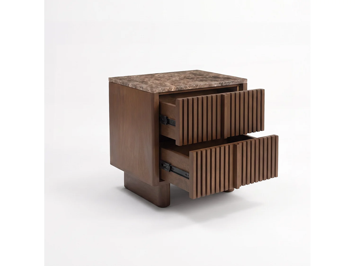 Table de chevet en bois de manguier et plateau en marbre - Flavio